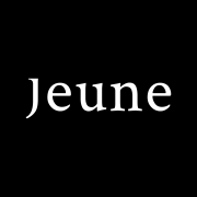 Jeune official square logotype white on black bg